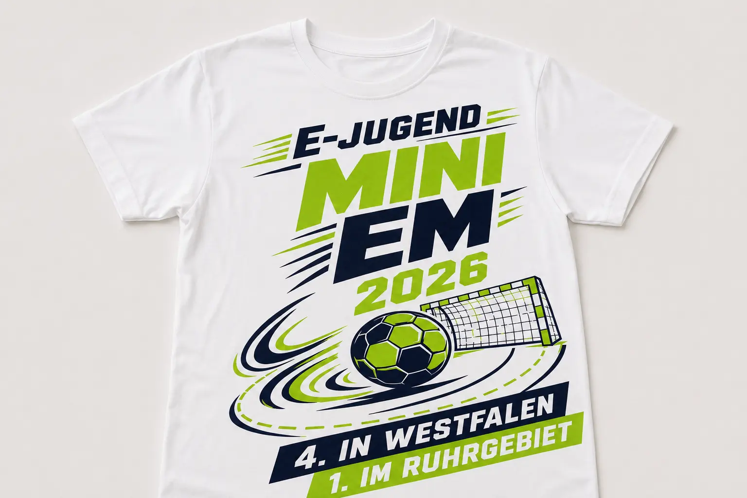 Weißes Mini-EM-Shirt 2026 mit großem mehrfarbigem Frontmotiv